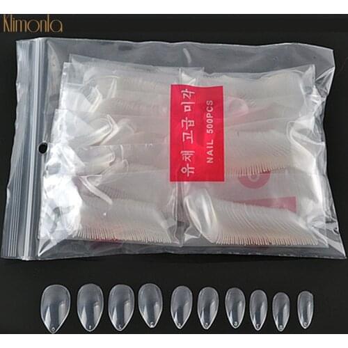 600pcs/pack Transparent Fake Nails Sharp Curved False Nails Full Cover Stiletto Fingernail Art Tips Manicure Beauty Tools