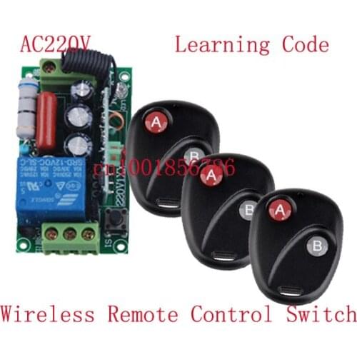 AC220V RF Wireless Remote Control Switch 1CH 10A 1Receiver&3Transmitter Light Lamp LED SMD A ON B OFF