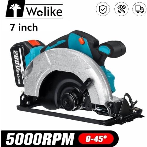288VF Battery Cordless Electric Circular Saw Wood Cutter 0° to 45° Adjustable Heavy Duty Wood Steel Cutting Tool with EU Adapter