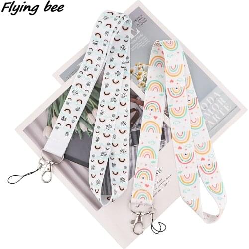 Flyingbee Rainbow Love Keychain Tags Strap Neck Lanyards For Keys ID Card Pass Gym Phone USB Badge Holder DIY Hang Rope X1748