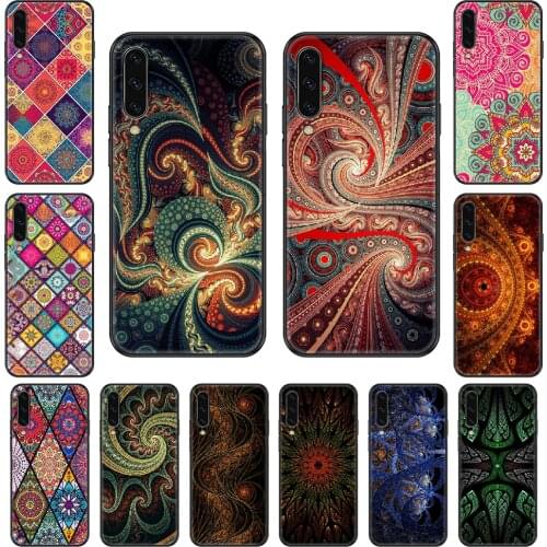 Psychedelic retro mandala flower Phone case For Samsung Galaxy A 3 5 8 9 10 20 30 40 50 70 E S Plus 2016 2017 2018 2019 black
