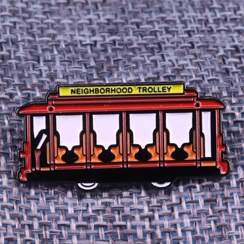 Neighborhood trolley enamel pin retro bus brooch traffic transportation badge creative backpack jackets accessory