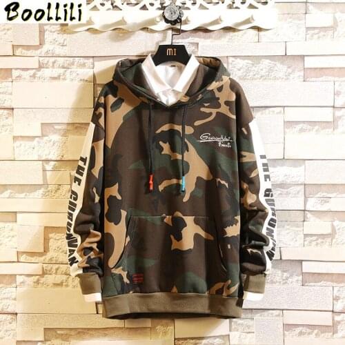 Camouflage 2020 New Arrived Hoodie Sweatshirt Men Thick Fleece Style Hip Hop High Streetwear Casual O-Neck Long-Sleeved