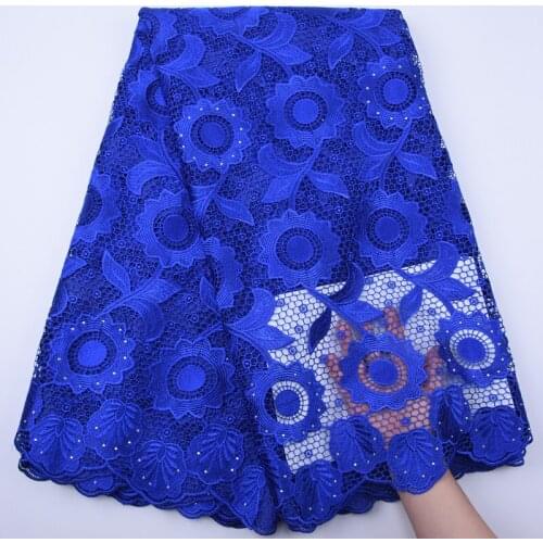 Royal Blue Guipure Lace Fabric Latest Water Soluble Lace Fabric Cord Lace For Nigerian Party Dress African Lace Fabric Y1796