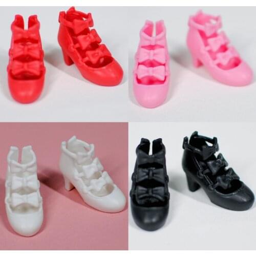 1Pairs 2.2cm Blyth Doll Middle High Heels Bow Flat Shoes For Azone,Licca,Blyth,1/6 Doll Clothes Accessories