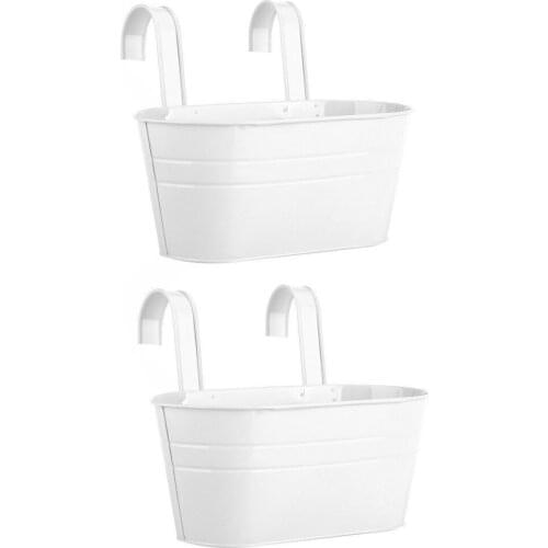 Metal Garden Tool Flower Pot Balcony Plant Holder 2PCS Detachable Home Decor Iron Hanging Planter For Railing Fence Hooks