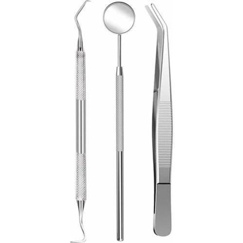 Dental Tools Set Dentist Hygiene Instruments Kit(3pcs) Including Dental Mirror, Tarter Scraper, Dental Tweezer