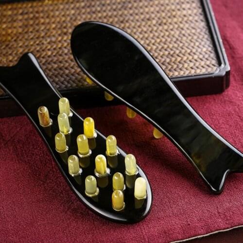 Natural Horn Comb Ox Horn Meridian Massage Brush 14 Teeth Head Scraping Massager Anti-static Health Horn Head Massager Gifts