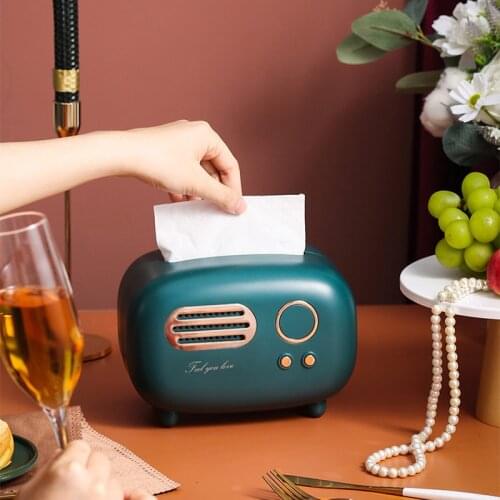 Tissue Box Radio Shape with Wide Mouth Napkin Tissue Paper Holder Creative Napkin Drawer Design Anti-slip Living Room Storage