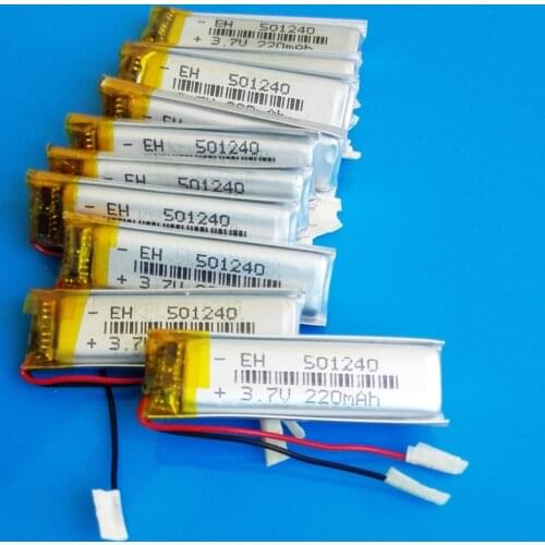 Lot 10 pcs 3.7V 220mAh 501240 lithium li-polymer li ion rechargeable battery for MP3 MP4 GPS bluetooth headset video pen camera