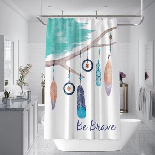 Feathers Bohemia Beach Shower Curatins 3D Digital Printing Bathroom Curatin Waterproof Polyester douchegordijn strand T304