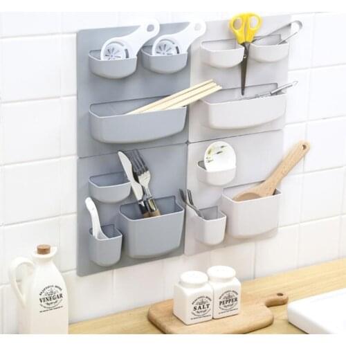 Plastic Self-Adhesive Refrigerator Storage Rack Wall Mounted Kitchen Fridge Cleaning Shelf Kitchen Bathroom Storage Organizer