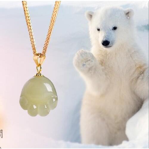 Hotan jades bear paw Pendant Fashion white jadees panda paw pendant best selling lucky cute accessories