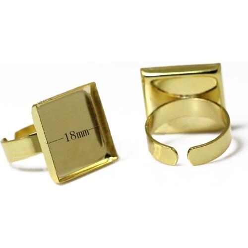 Beadsnice 10pcs/lot Brass Ring Blank Cabochon Base Bezel Setting Square Ring Setting 25462
