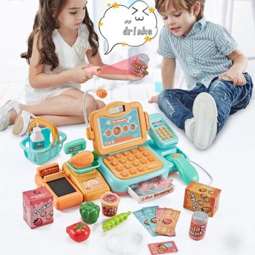 Supermarket Education Toys Simulated Cash Register Toy Kits Role-playing toys for Kids Checkout Counter Role Pretend Play