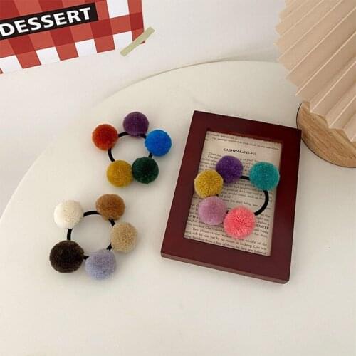 Pom Pom hair scrunchies Hair Ties Rope Fashion Pom Pom Ponytail Holder Elastic Hair Bands Hair Accessories for Women