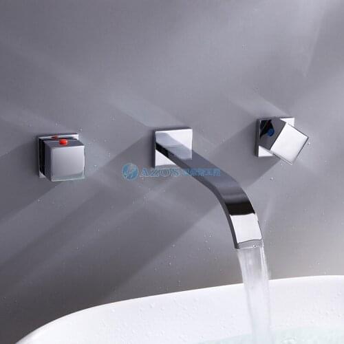 Bathroom Sink Faucet Wall Mount Contemporary Widespread Design Hot and Cold Water Mixer Basin Tap MPAZ004B