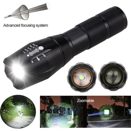 T6 5 Mode Outdoor Strong Light LED Lighting Flashlight A100 White Light Large Tube Flashlight Tactical Flashlight 18650