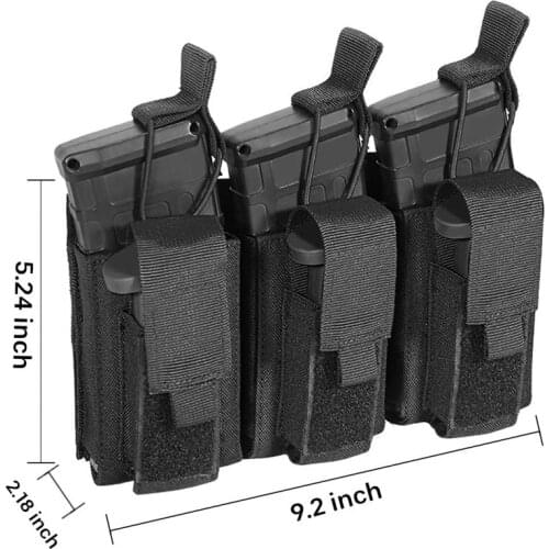Tactical Molle Triple Rifle Pistol Magazine Pouch for M4 M14 M16 AK AR 15 Airsoft Shotgun Mag Pouch Bag Cartridge Holder