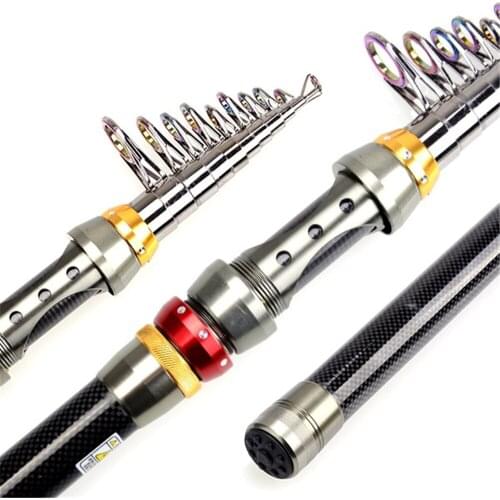 99% Carbon Tackle Superhard Fishing Rod 2 Colors Carbon Fiber Telescopic Fishing Pole Stick 1.8 - 3.6 m Casting Rods