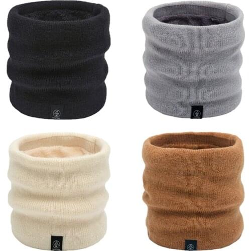 Unisex Winter Men Women Warm Knitted Ring Scarves Thick Elastic Knit Mufflers Children Neck Warmer Plush Polyester Scarf