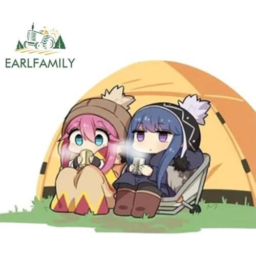 EARLFAMILY 13cm x 9cm for Yuru Camp Car Stickers Waterproof Decal Funny RV Car Refrigerators Sticker Campervan Motorcycle Decor