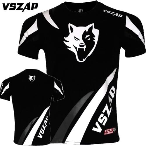 VSZAP Kick Boxing T-shirt Fighting Workout Clothes Muay Thai Training Jiu-Jitsu MMA Fighting Sports Running Man