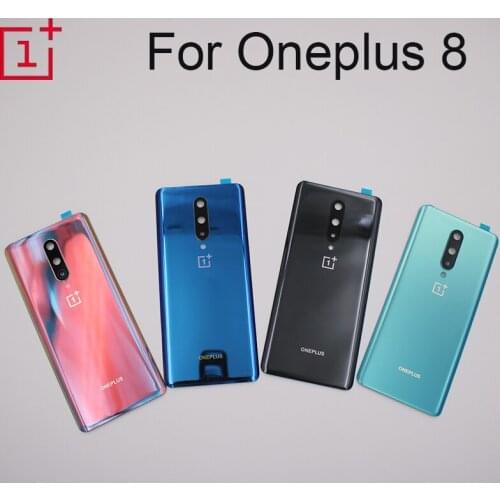 Oneplus8 Rear Housing For One Plus 8 1+8 Glass Back Cover Repair Replace Battery Door Case + Camera Lens Frame + Logo + Sticker