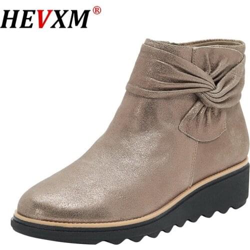Women Ankle Boots Low Heel Wedges Shoes Woman Autumn Winter Warm Sweet Bowties Shoes Chaussures Femme Zapatos Mujer Sapato