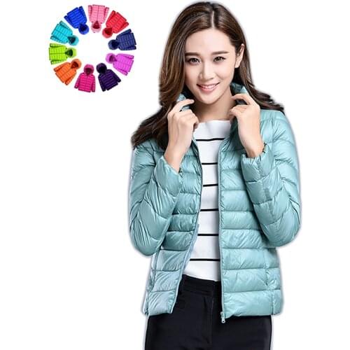 Plus Size Women Light Down Jacket Coat 90% White Duck Down Coat Lady Hooded Winter Coat Long Sleeve Warm Slim autumn short Coat