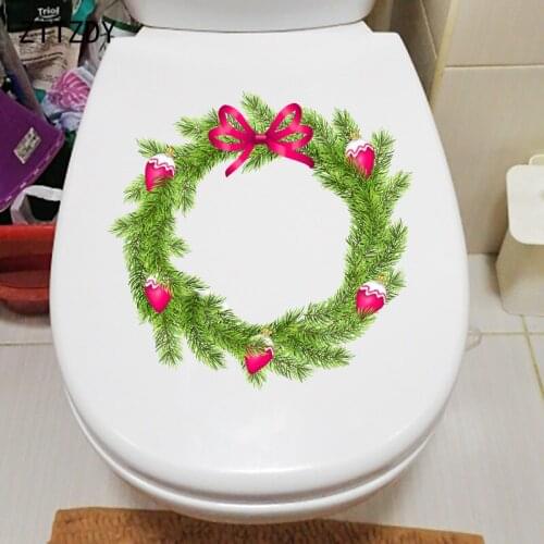 ZTTZDY 22.8×22.2CM Lovely Pine Branch Grass Ring Toilet WC Accessories Fashion Home Wall Stickers T6-0036