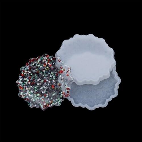 1Set Flowers Wine Glass Tray Epoxy Resin Molds Sunflower Coasters Silicone Mould For DIY Crafts Table Home Decoration Tools