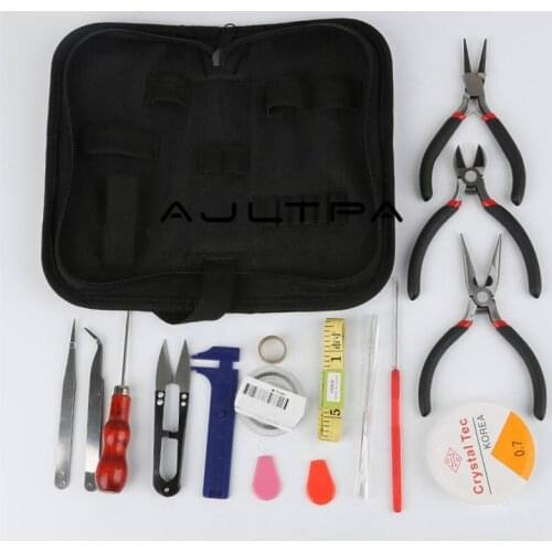 10Set 22Pcs/Set Jewelry Making Tools Jewelry Crafting Flat Nose Pliers Beading Needles Kit Fit DIY Repair Bag