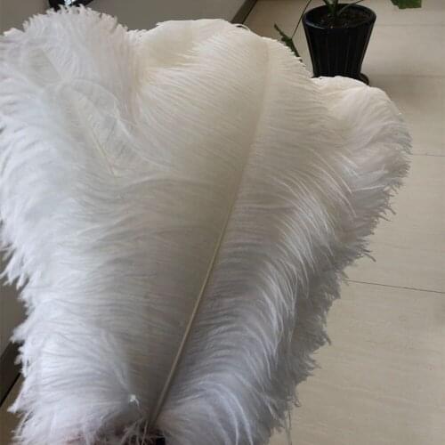 10PCS Wholesale White Wedding Ostrich Feathers for Crafts Decoration Thick Rod High Quality 50-70CM
