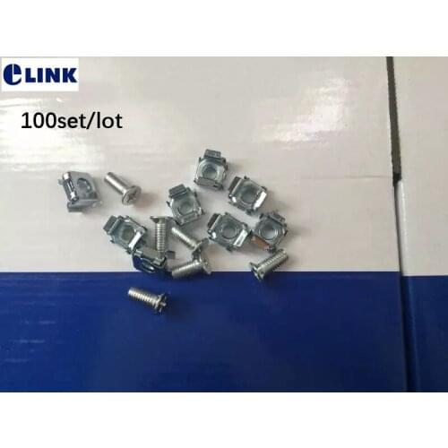100set/lot M6 screw&screw nut for ftth network cabinet standard rack screws high quality screw nuts M6 factroy ELINK