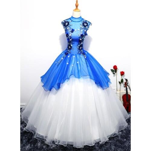 100%real royal blue collar ruffle white ball gown queen medieval dress Renaissance gown Si princess Victoria Belle Ball