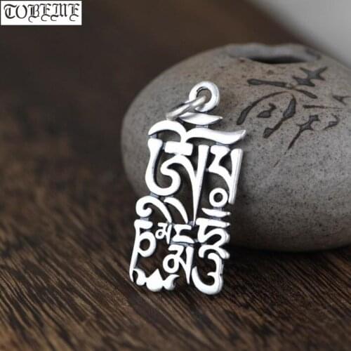 100% 999 Silver Tibetan Six Words Pendant Pure Silver Buddhist OM Mani Padme Hum Pendant Tibetan Good Luck Pendant
