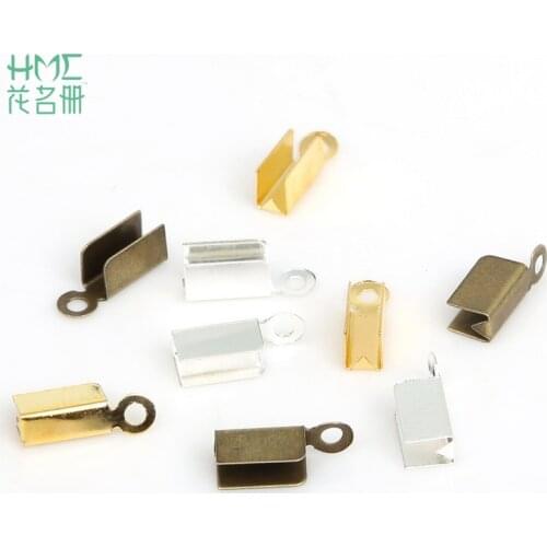 100pcs/lot 3x6/6x13mm Iron Rhodium Gold Bronze Necklace Leather Cord End Caps Tassel Crimp End Connector DIY Jewelry Findings