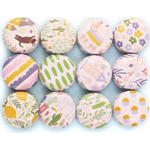 12pcs Mini Elegant Flower Tin Box DIY Candle Jar Balm Round Empty Case Portable Lipstick Spices Storage