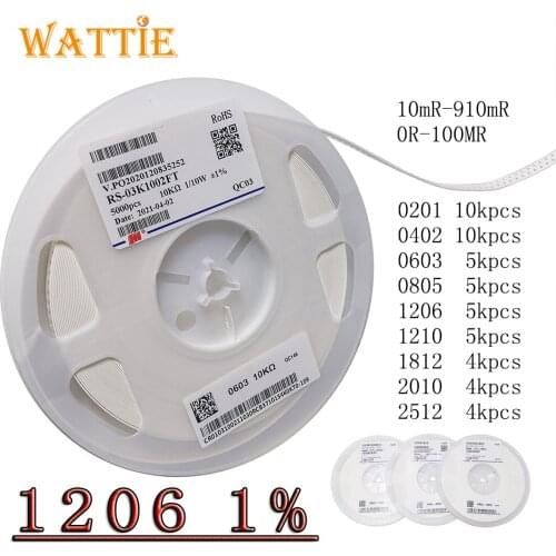 1206 1% smd resistor 5000pcs/real 0-100MR 0R 1R 1.1R 1.2R 1.3R 1.5R 1.6R 1.8R 2R 2.2R 2.4R 2.7R 3R 3.3R 3.6R 3.9R 4.3R 4.7R 3216