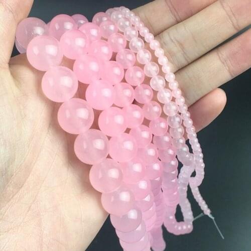 A+ Natural Pink Chalcedony Jades Stone Beads Round Loose Beads For Jewelry Making DIY Earring Bracelet Necklace 15'' 6/8/10/12mm