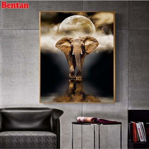 Africa elephant animal moon embroidery 5d diy diamond painting new complete square/round cross stitch kit mosaic Needlework art