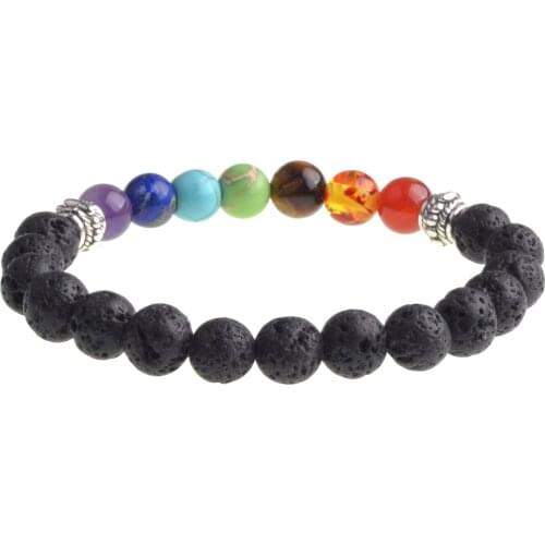 ASHMITA 7 Chakra Lava Stone Bracelet Man Fashion Women Gift For Girgl Boy Beautiful Beads