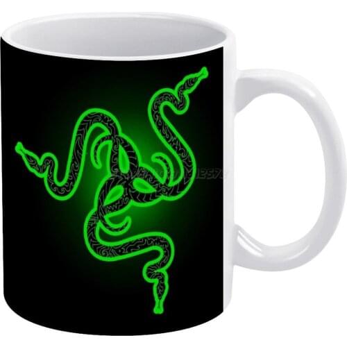 Razer Tribal White Mug Custom Printed Funny Tea Cup Gift Personalised Coffee Mug Razer Pc Gaming Snake Snake Green Game Xbox Hea