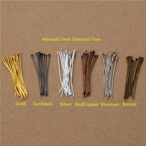 200pcs/bag 40 50mm Flat Head Pins Gold/Silver/Gold/Bronze/gun Black/ Head Pins for Jewelry Making Accessories