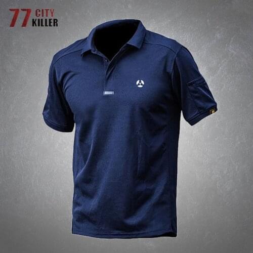 Quick-dry Tactical Polo T-shirts Men New Summer Casual Breathable Wear-resistant Military Commuter Training Elasticity Mens Tops