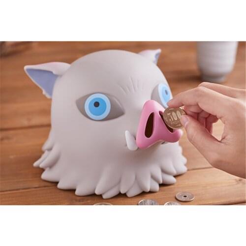 Demon Slayer: Kimetsu no Yaiba Funny Hashibira Inosuke Piggy Bank Action Figure Toys PVC Anime Figures Gifts for Kids Girls