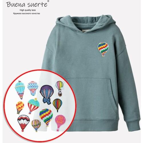 Turkey Hot Air Balloon Patches for Kids Clothes DIY Stripes Iron on Appliques Clothing Stickers Handmade Embroidery Shirt Badges