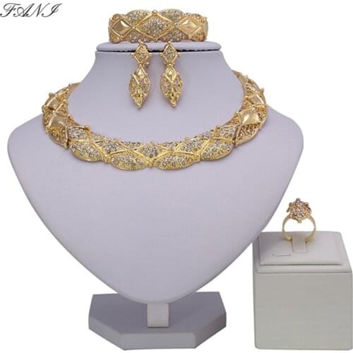 Fani Exquisite Dubai Gold color Jewelry Set Women customer Nigerian Wedding Fashion African Beads Jewelry Set Brand wholesale