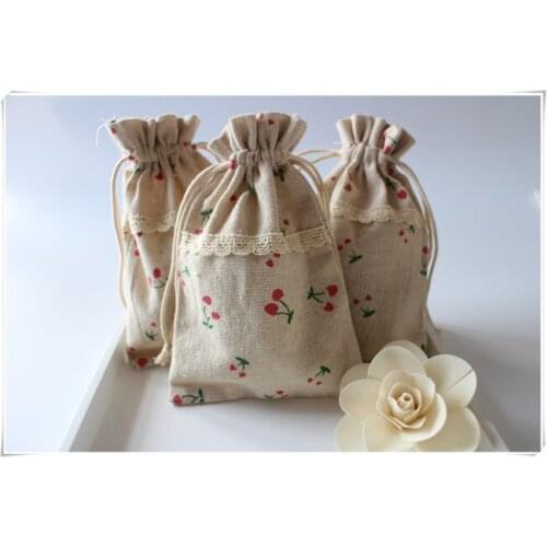 Customized Logo cherry cotton gift Bags wedding Gift bags Jewelry gift pouch Free Shipping